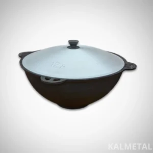 Узбекский казан от 8 до 22 л Наманган с плоским дном и крышкой